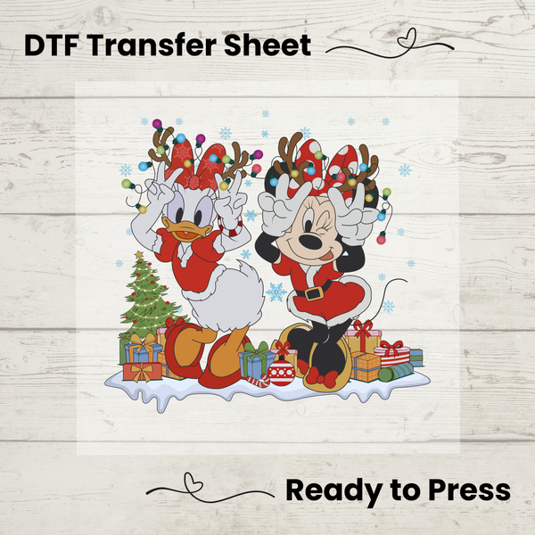 Disney Christmas Minnie and Daisy DTF, Walt Disney World Transfer Sheet, Ready to Press, Custom Dtf, Diy Heat Transfer, T-Shirt Transfer, Disney Trip Shirt, DIY Craft, Disney DTF