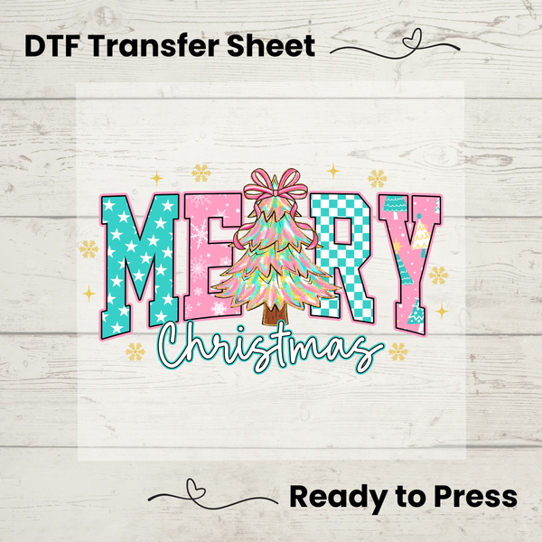 Preppy Pink Christmas DTF Transfer Sheet: Ready to Press