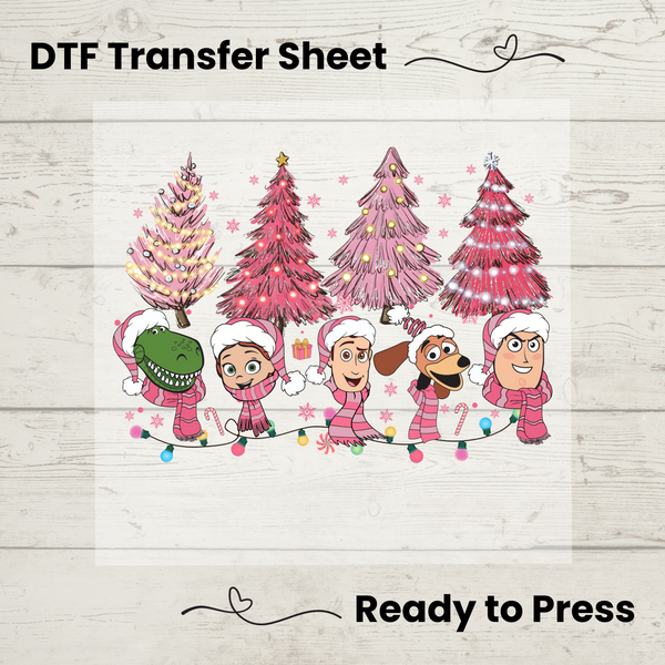 Disney's Toy Story Pink Christmas DTF, Walt Disney World Transfer Sheet, Ready to Press, Custom Dtf, Diy Heat Transfer, T-Shirt Transfer, Disney Trip Shirt, DIY Craft, Disney's Toy Story Christmas