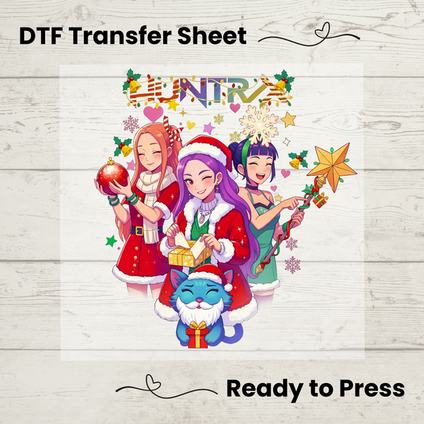 Huntrix Christmas DTF Transfer | Anime Holiday Shirt Design | Ready to Press