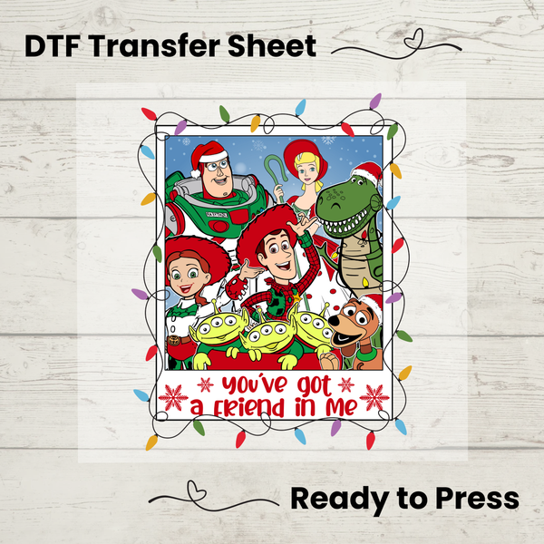 Disney Christmas Toy Story DTF, Walt Disney World Transfer Sheet, Ready to Press, Custom Dtf, Diy Heat Transfer, T-Shirt Transfer, Disney Trip Shirt, DIY Craft, Toy Story DTF, You've Got A Friend In Me
