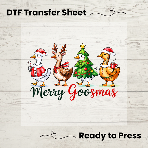 Merry Goosmas DTF Transfer Sheet: Christmas Tree Sweater Design