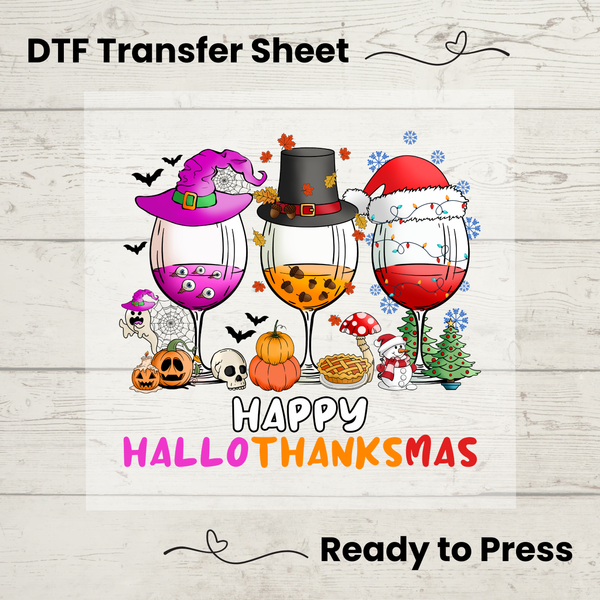 Hallowthanksmas DTF Transfer Sheet: Fall/Halloween/Christmas DIY