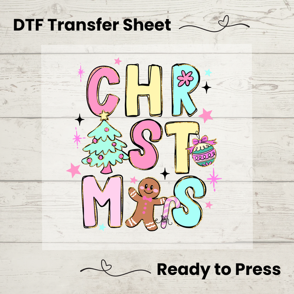 Preppy Christmas DTF Transfer Sheet: Ready To Press