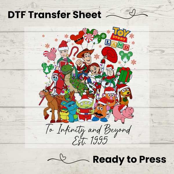 Disney Christmas Toy Story DTF, Walt Disney World Transfer Sheet, Ready to Press, Custom Dtf, Diy Heat Transfer, T-Shirt Transfer, Disney Trip Shirt, DIY Craft, Toy Story DTF, To Infinity and Beyond