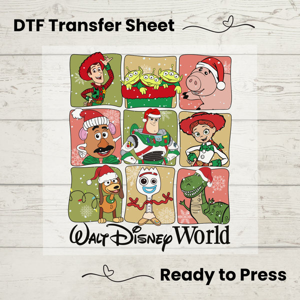 Disney Christmas Toy Story DTF, Walt Disney World Transfer Sheet, Ready to Press, Custom Dtf, Diy Heat Transfer, T-Shirt Transfer, Disney Trip Shirt, DIY Craft, Toy Story DTF