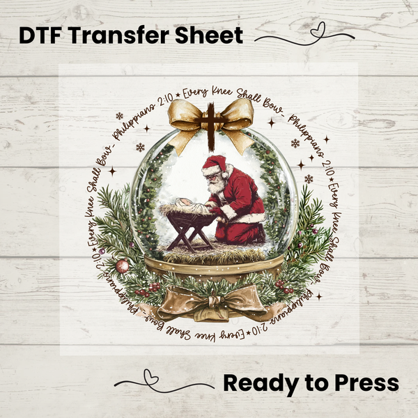 Every Knee Shall Bow DTF Transfer Sheet, Christmas Tree Sweater