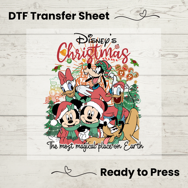 Disney Christmas Mickey and Friends DTF, Walt Disney World Transfer Sheet, Ready to Press, Custom Dtf, Diy Heat Transfer, T-Shirt Transfer, Disney Trip Shirt, DIY Craft, Mickey and Friends DTF