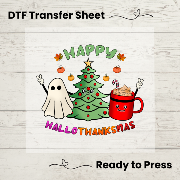 Happy Hallowthanksmas DTF Transfer Sheet: Fall Apparel DIY