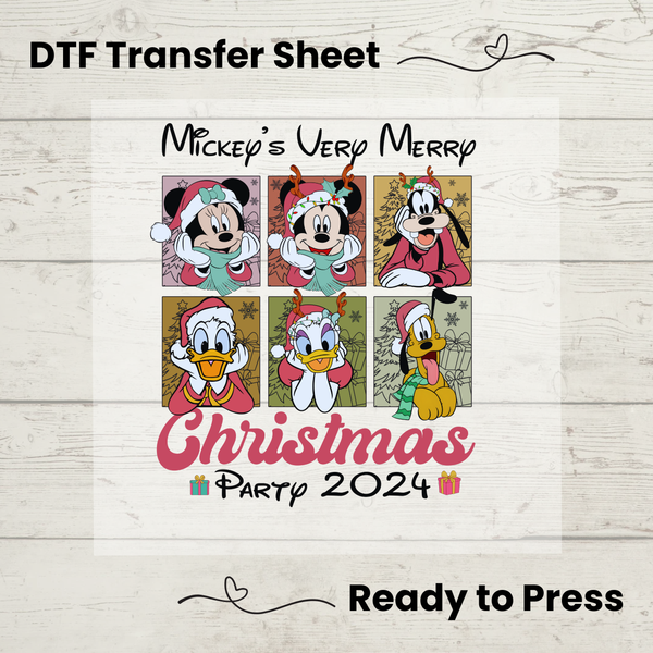 Mickey's Very Merry Christmas Party 2024 DTF, Walt Disney World Transfer Sheet, Ready to Press, Custom Dtf, Diy Heat Transfer, T-Shirt Transfer, Disney Trip Shirt, DIY Craft, Mickey and Friends DTF