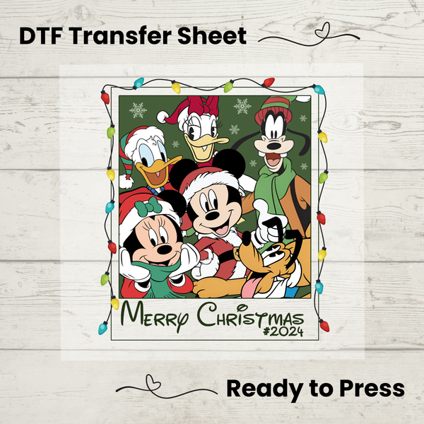 Mickey and Friends Christmas DTF, Walt Disney World Transfer Sheet, Ready to Press, Custom Dtf, Diy Heat Transfer, T-Shirt Transfer, Disney Trip Shirt, DIY Craft, Mickey and Friends DTF