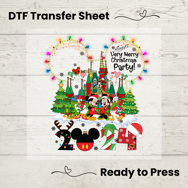 Mickey's Very Merry Christmas Party 2024 DTF, Walt Disney World Transfer Sheet, Ready to Press, Custom Dtf, Diy Heat Transfer, T-Shirt Transfer, Disney Trip Shirt, DIY Craft, Mickey Very Merry Christmas
