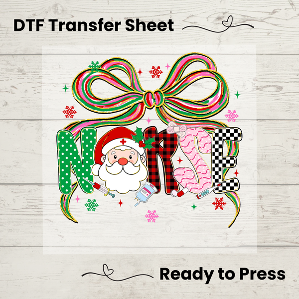 Nurse Christmas DTF Transfer Sheet - Ready to Press