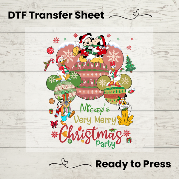 Mickey's Very Merry Christmas Party DTF, Walt Disney World Transfer Sheet, Ready to Press, Custom Dtf, Diy Heat Transfer, T-Shirt Transfer, Disney Trip Shirt, DIY Craft, Mickey's Very Merry Christmas