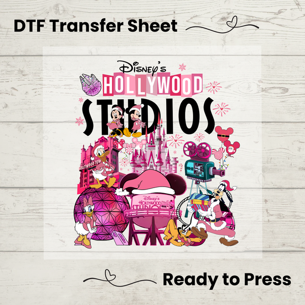 Disney's Hollywood Studios Christmas DTF, Walt Disney World Transfer Sheet, Ready to Press, Custom Dtf, Diy Heat Transfer, T-Shirt Transfer, Disney Trip Shirt, DIY Craft, Hollywood Studios