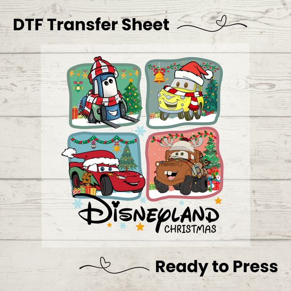 Cars Disneyland Christmas DTF, Walt Disney World Transfer Sheet, Ready to Press, Custom Dtf, Diy Heat Transfer, T-Shirt Transfer, Disney Trip Shirt, DIY Craft, Disneyland Christmas