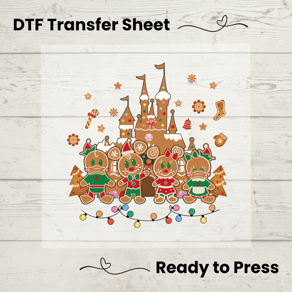 Disney Christmas Gingerbread DTF, Walt Disney World Transfer Sheet, Ready to Press, Custom Dtf, Diy Heat Transfer, T-Shirt Transfer, Disney Trip Shirt, DIY Craft, Disney Christmas Gingerbread
