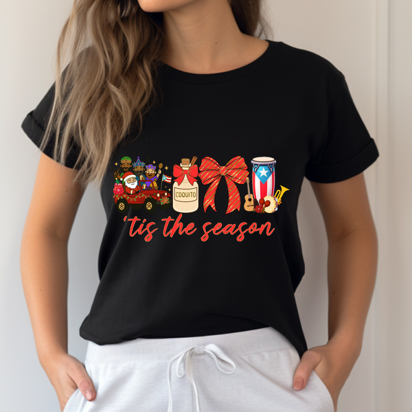 Puerto Rico Christmas Shirt – Boricua ’Tis the Season Tee | Coquito, Maracas, Parranda Holiday Design
