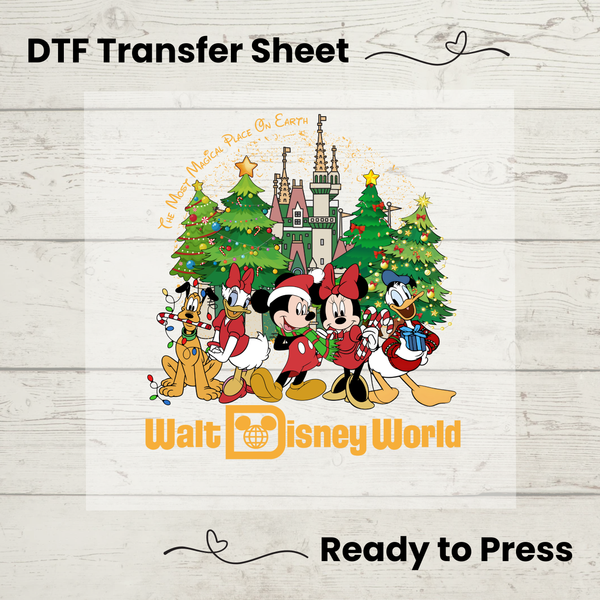 Disney Christmas DTF, Walt Disney World Transfer Sheet, Ready to Press, Custom Dtf, Diy Heat Transfer, T-Shirt Transfer, Disney Trip Shirt, DIY Craft, Disney DTF