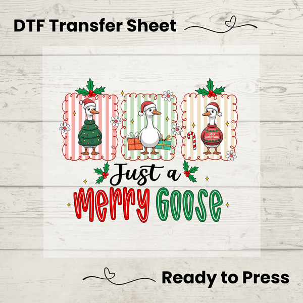 Merry Goose DTF Transfer: Christmas Tree Sweater, Holiday Craft