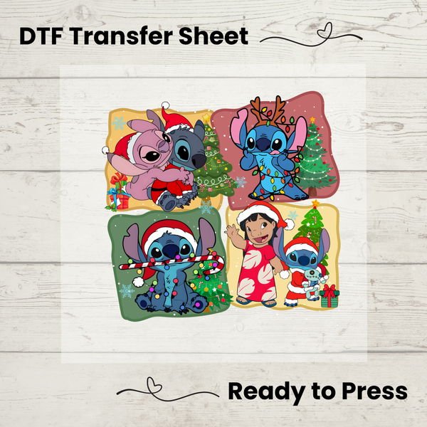 Disney Christmas Lilo and Stich DTF, Walt Disney World Transfer Sheet, Ready to Press, Custom Dtf, Diy Heat Transfer, T-Shirt Transfer, Disney Trip Shirt, DIY Craft, Disney DTF