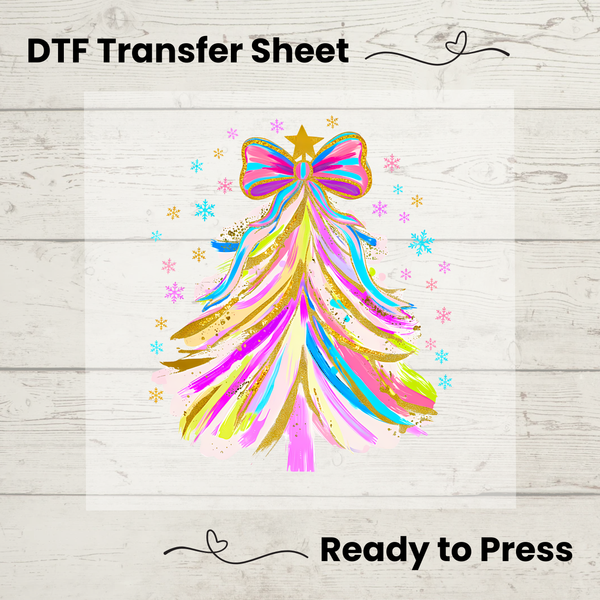 Coquette Christmas Tree DTF Transfer Sheet: Ready to Press