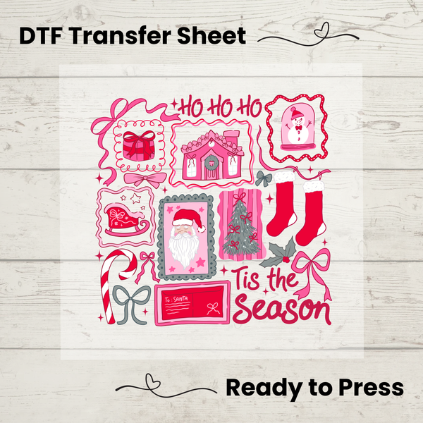 Preppy Christmas DTF Transfer Sheet: 'Tis the Season, Ready to Press