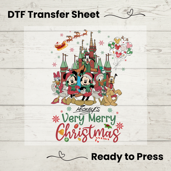 Mickey's Very Merry Christmas DTF, Walt Disney World Transfer Sheet, Ready to Press, Custom Dtf, Diy Heat Transfer, T-Shirt Transfer, Disney Trip Shirt, DIY Craft, Disney DTF