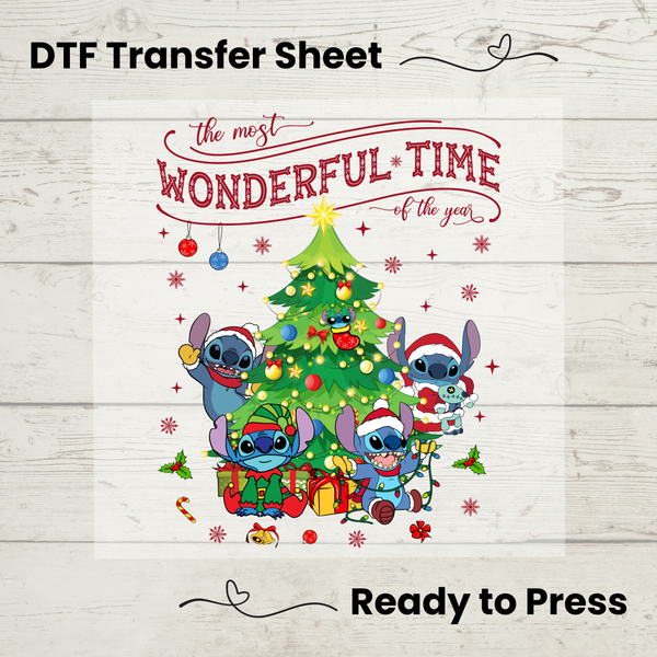 Disney's Christmas Lilo and Stitch  DTF, Walt Disney World Transfer Sheet, Ready to Press, Custom Dtf, Diy Heat Transfer, T-Shirt Transfer, Disney Trip Shirt, DIY Craft, Disney DTF
