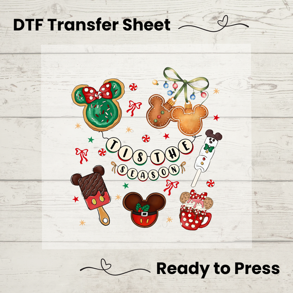 Christmas Holiday Treats DTF Transfer | Cute Festive Snacks Design | Tis the Season | Ready to Press