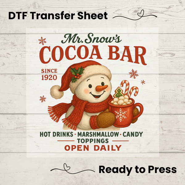 Christmas Snowman DTF: Ready To Press, Vintage Farmhouse Tee