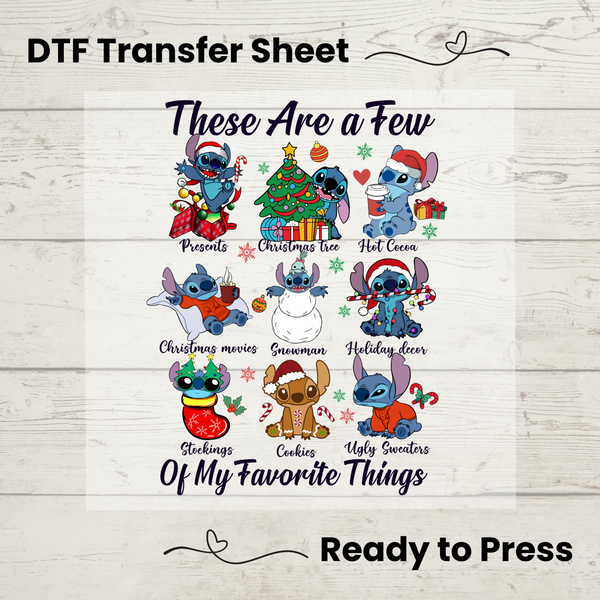 Disney's Christmas Lilo and Stitch  DTF, Walt Disney World Transfer Sheet, Ready to Press, Custom Dtf, Diy Heat Transfer, T-Shirt Transfer, Disney Trip Shirt, DIY Craft, Disney DTF