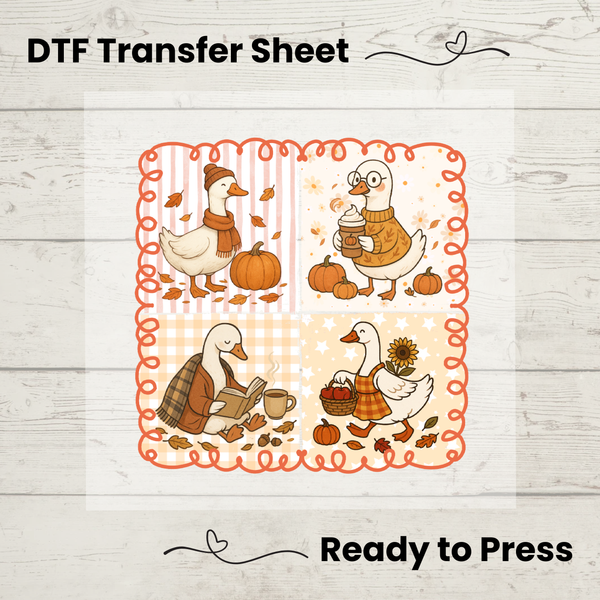 Fall Silly Goose DTF Transfer Sheet: Ready to Press, DIY Autumn Shirt