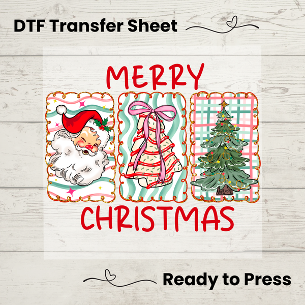 Merry Christmas DTF Transfer Sheet: Holiday Craft, Ready to Press