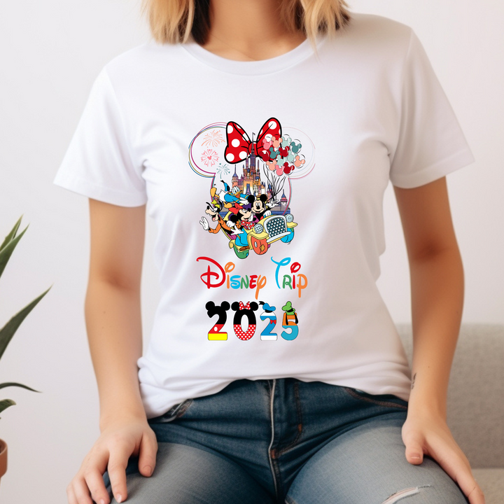 Disney Family Vacation 2025 DTF Transfer – Ready-to-press Minnie Ears heat transfer for DIY vacation shirts.