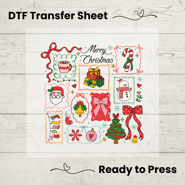 Merry Christmas Coquette DTF Transfer Sheet: Ready to Press