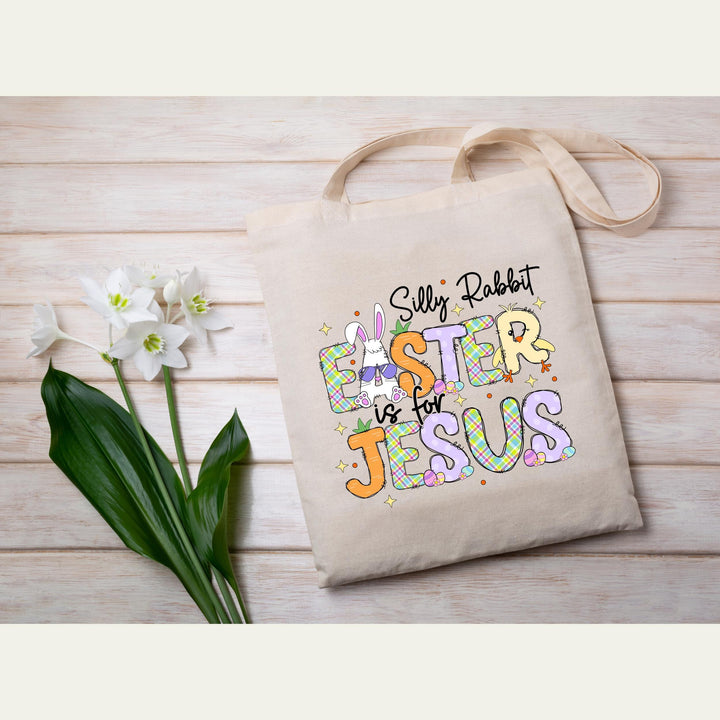 Christian Easter heat transfer with plaid bunny ears and a fun, meaningful message about Jesus, perfect for church shirts