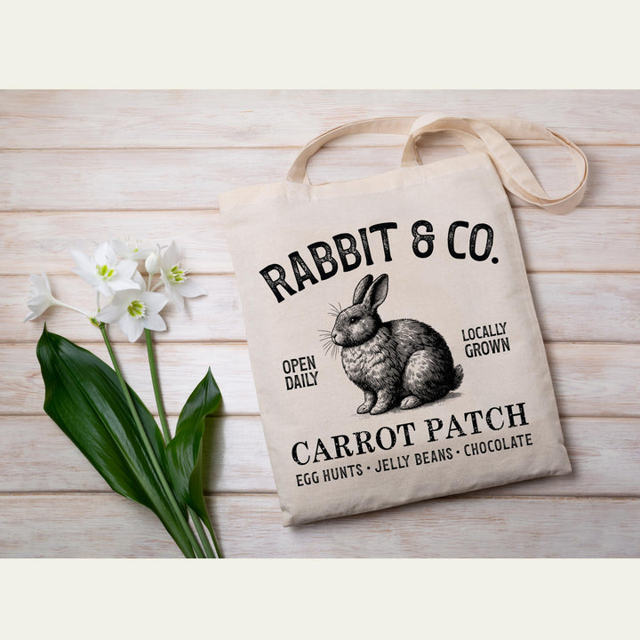Easter-themed farmhouse heat transfer with a vintage-style bunny, perfect for DIY shirts and rustic décor.