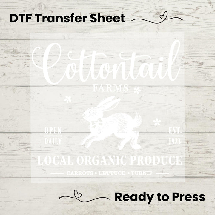 Easter-themed black-and-white heat transfer with a classic vintage typography style, ideal for rustic décor.