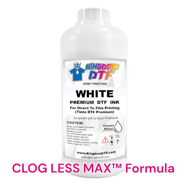 White DTF Ink CLOG LESS MAX™ - Best Direct To Film Ink (DTF ink) for Desktop & Wide Format DTF Printers