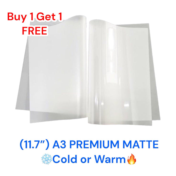 DTF Transfer Film A3 Sheets 11.7" x 16.5" (100 Pack) - MATTE Cold/Warm Peel