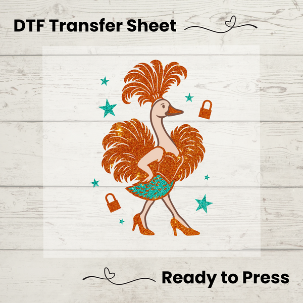 DTF transfer sheet with a stylized goose design 