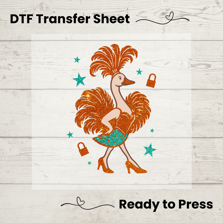 DTF transfer sheet with a stylized goose design 