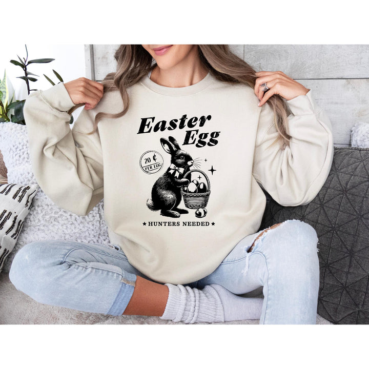 Spring Season Transfer Sheet Vintage Easter Bunny Design Collection Custom A distressed-style DTF transfer of a vintage rabbit with a bow, Easter eggs, and decorative text for a classic aesthetic.