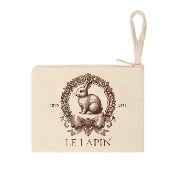 Vintage Easter-themed transfer featuring a hand-drawn rabbit, ornate detailing, and "Le Lapin" text for rustic charm.