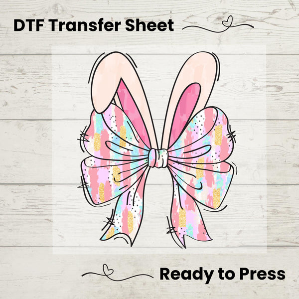 Soft pastel brushstroke bow combined with bunny ears, perfect for Easter t-shirts and DIY projects.