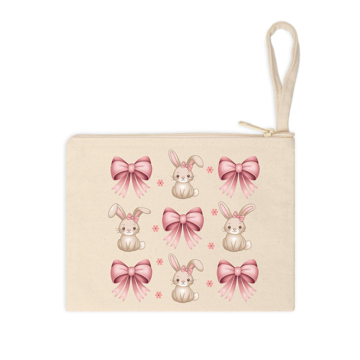 Elegant bunny and bow-themed DTF transfer featuring soft pink hues and floral details for Easter crafts.