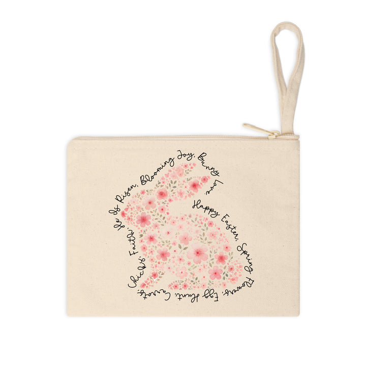 A stylish and delicate Easter DTF transfer featuring a floral bunny silhouette with decorative typography.