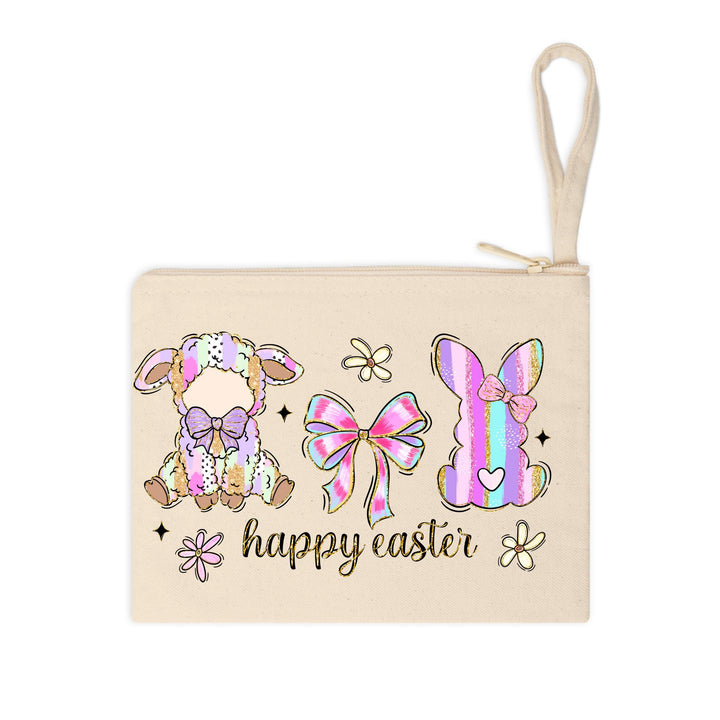 Ready-to-press Easter DTF transfer with a charming striped bunny, cozy lamb, and springtime details in soft pastel hues.