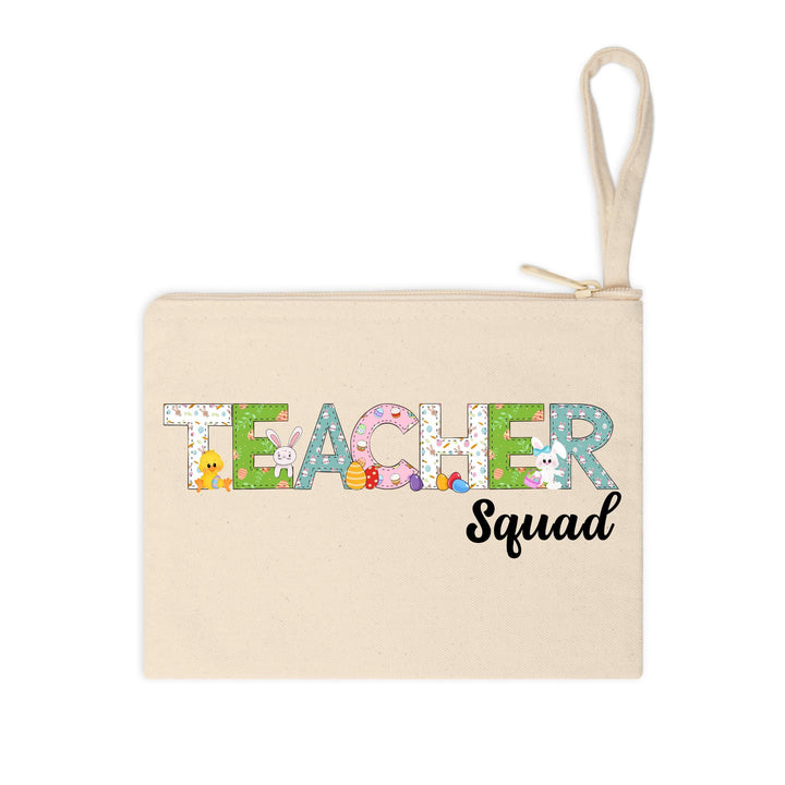High-quality ready-to-press teacher squad DTF heat transfer featuring adorable spring and Easter elements.